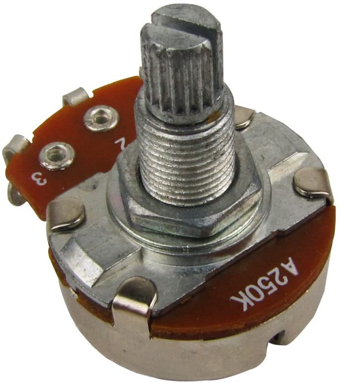 Musiclily A250K Metric Coarse 18-Spline Split Shaft Pots Audio Taper Potentiometers for Electric Guitar Bass (Set of 2) - Image 2