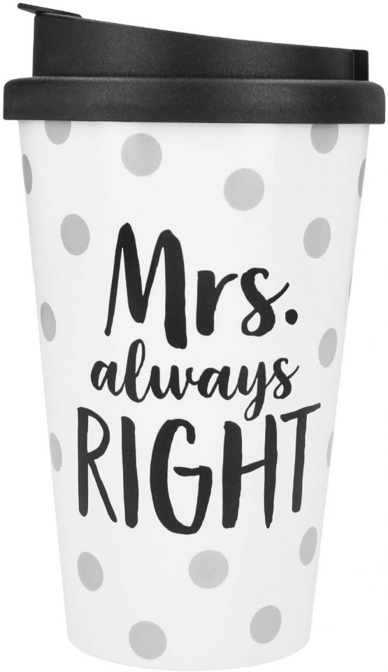 Depesche 2180.024 to-Go Plastic Mug with Saying, 350 ml, Mrs Always Right, Multi-Coloured