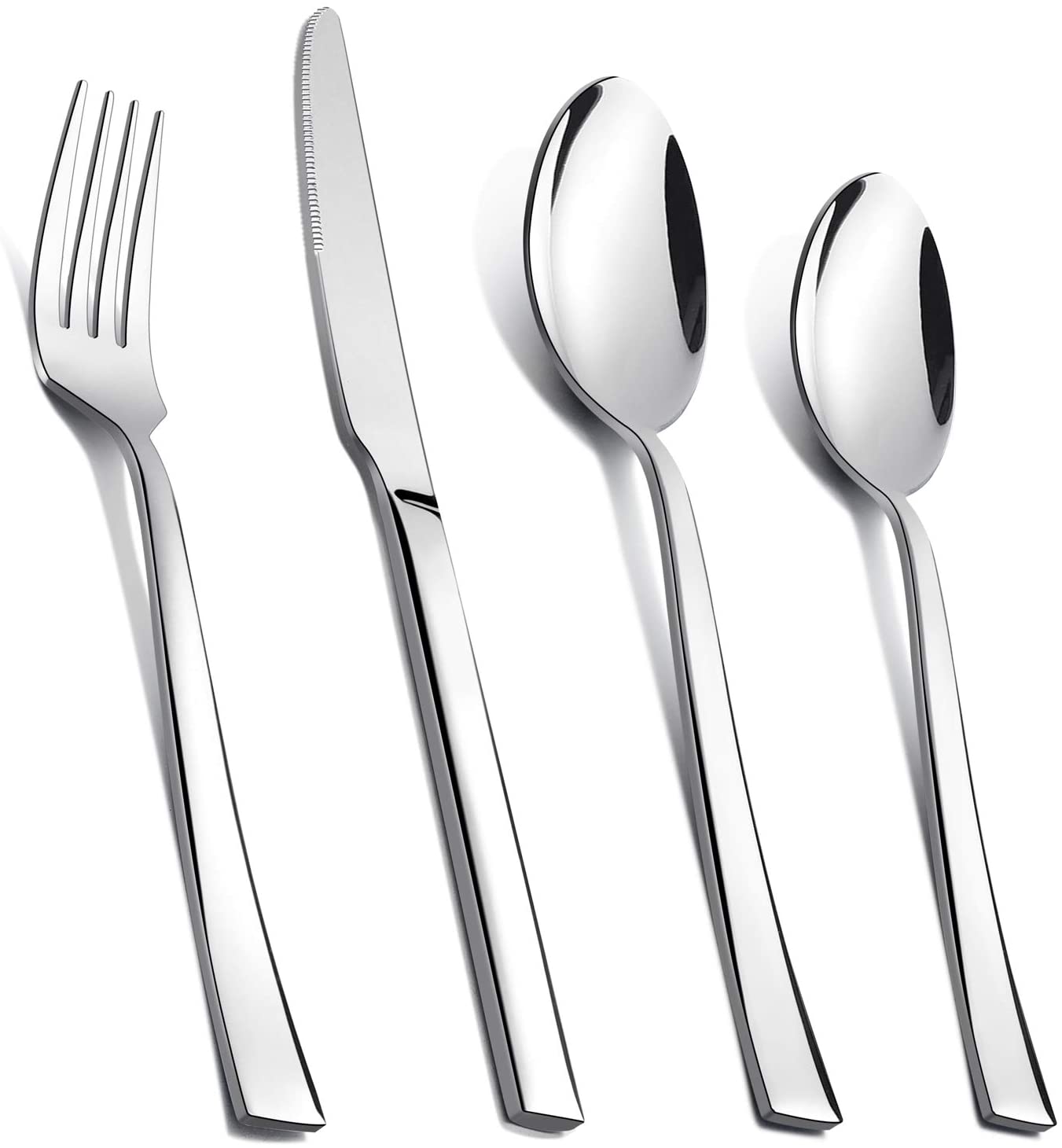 Cutlery Set, Stainless Steel 24 Piece Flatware Silverware Set for 6, Knife Fork Spoon Set Ideal for Home/Camping/Party