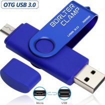 BorlterClamp 32GB Dual USB 3.0 Flash Drive OTG Memory Stick, Thumb Drive with Micro USB Drive Port for Android Smartphone Tablet & Computer (Blue)