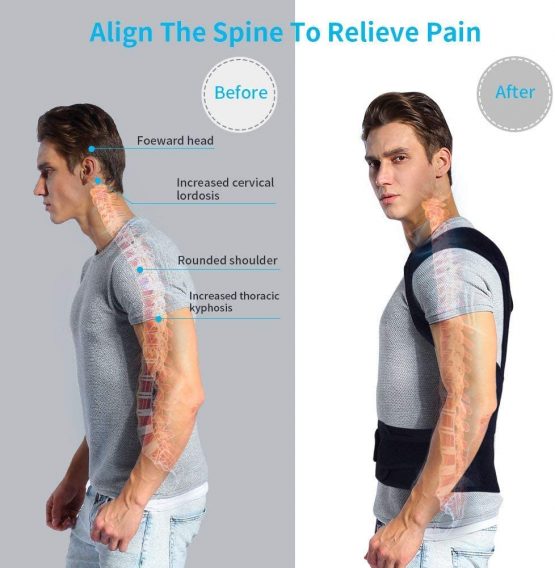 Back Brace Posture Corrector, Shoulder Lumbar Waist Support Belt with Adjustable Wide Straps, for Upper Back Pain Relief, Improve Sitting and Standing Poor Posture, S Size - Image 4