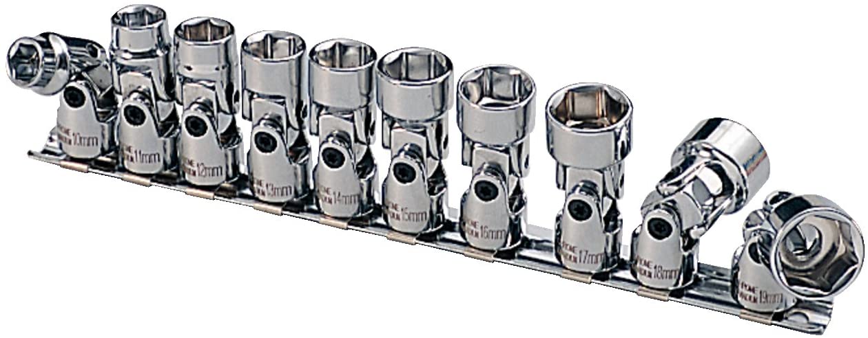 KS Tools 911.3840 3/8-inch Chrome Plus Flex Socket Set (10 Pieces), Variety pack