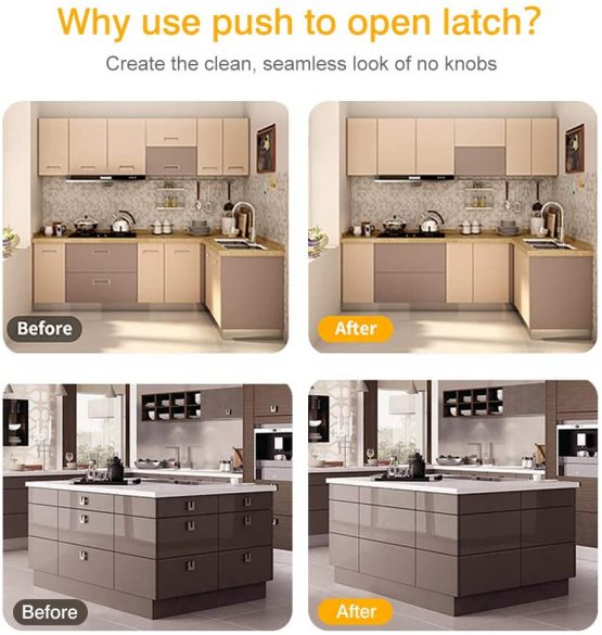 Cupboard Push to Open Push Latch Jiayi 4 Pack Push Open Door Catches for Kitchen Cabinet Magnetic Touch Push Release Opener Closet Door Close RV Drawer Closer Wardrobe Closure - Image 2