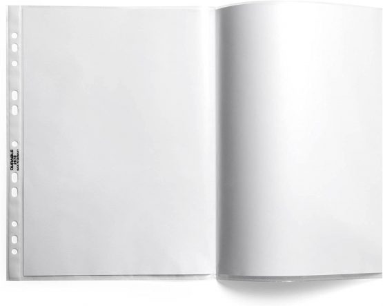Durable punched pocket A4 extra wide, 240x310 mm, 90my, transparent, 50 pieces 999111197