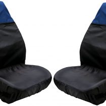 Xtremeauto® Waterproof FRONT Seat Covers with Chequered Flag Logo (Blue)