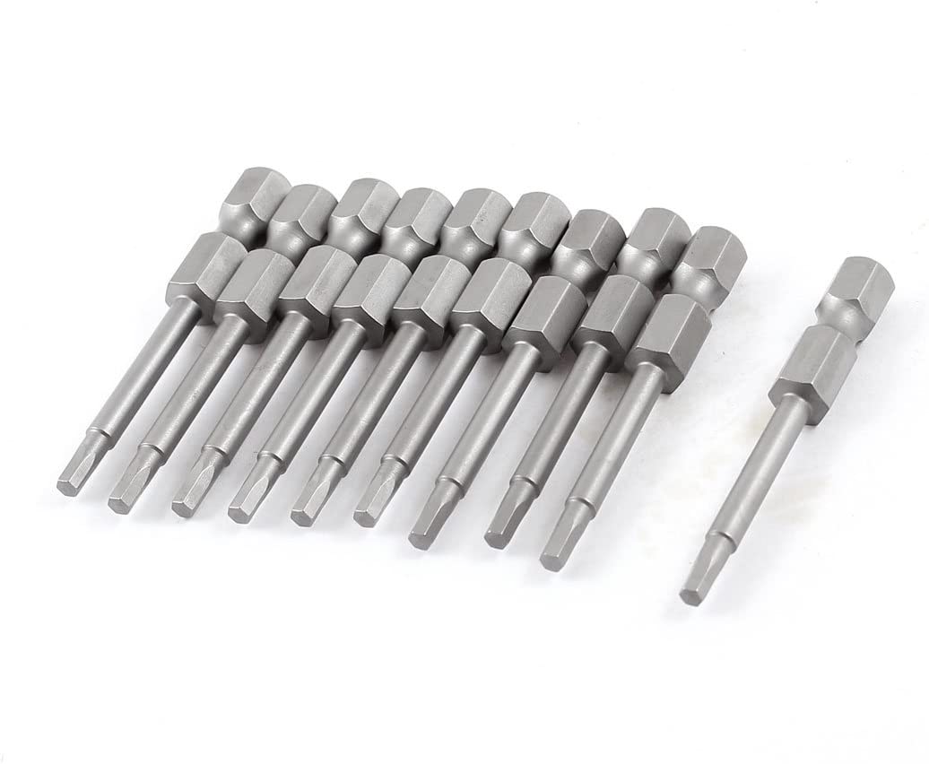 Sourcingmap 10Pcs Hexagon 4mm Shank 2.5mm Tip Hex Magnetic Screwdriver Insert Bits, Variety Pack