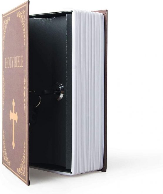 Diversion Book Safe Storage Box, Dictionary Secret Safe Can with Security Combination Lock/Key, Diversion Book Hidden Safe (Key, Bible)