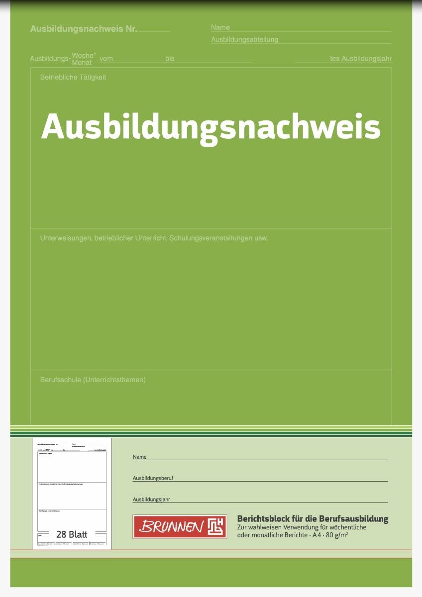 Brunnen Ausbildungsnachweis, A4, blanko, weiß, grün - Image 2