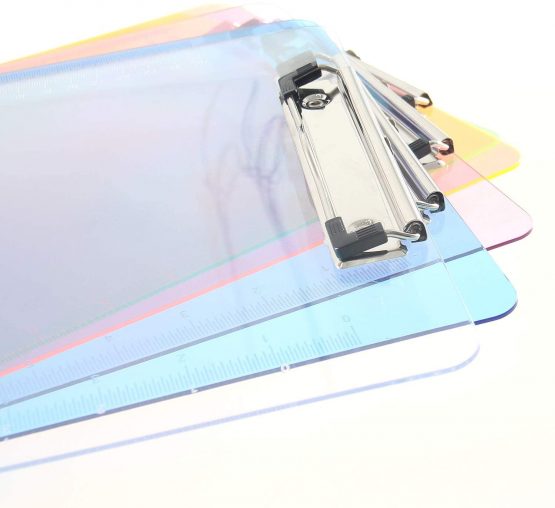 [Pack of 6] A4 Clipbboard Transparent Plastic, Rubberized Metal clamp, Durable Assorted Coloured Paper Holder Writing Memo Document Form Holder, Writing Board, Ruler Edge Design, 6 Colors, TKD8000 - Image 4