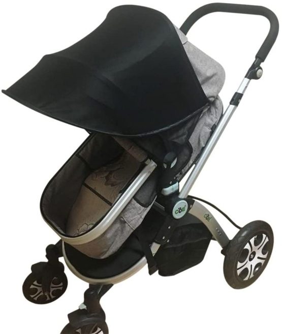 Baby Pram Buggy Sun Shade Pushchair Canopy Stroller Awning Pram Parasol UV Protection Sun Cover Umbrella Sun Shield Universal Windproof Waterproof for Baby Carrycots Carriages with Arched Hard Support