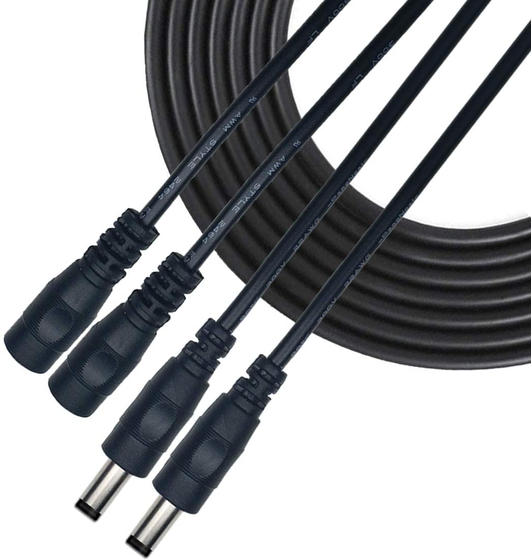 Liwinting DC Power Cord, 5m/16.4ft Male to Female 5.5mm x 2.5mm, Black for CCTV/IP Camera 2pcs