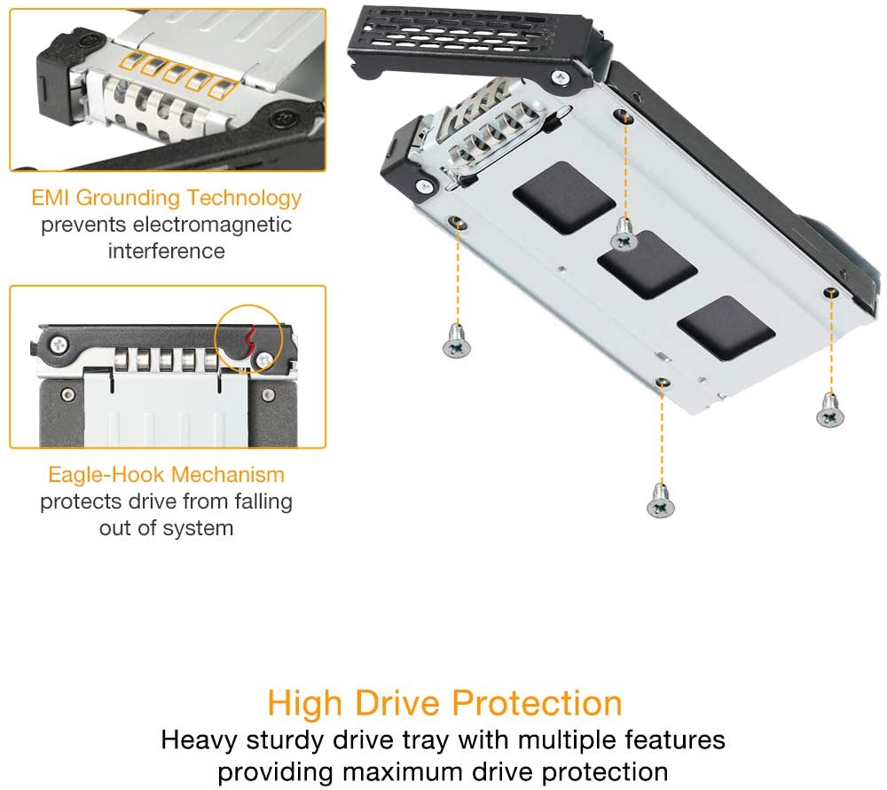 Icy Dock 4-in-1 SATA Hot Swap Backplane RAID Cage Hard Drive Case, black, 4x SATA SSD - Image 3