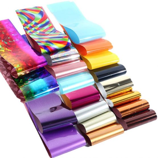 50 Sheets Holographic Nail Foil Transfer Stickers, Mwoot Flower Leopard Metallic Lace Print Nail Art Sticker Tips Wraps Transfer Foil, Starry Sky Patterns Nail Decals DIY Manicure Decoration Kit - Image 2
