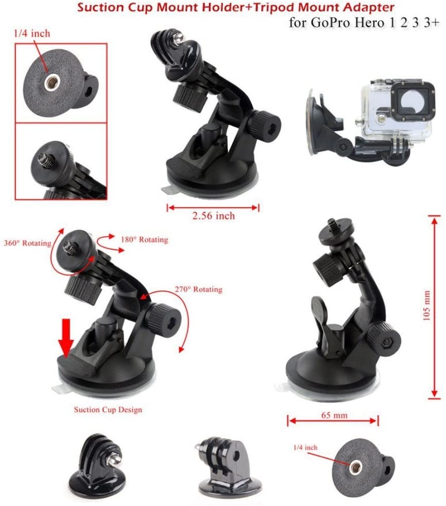 TEKCAM Camera Car Suction Cup Mount Compatible with Gopro Hero 13 12 11 10/ AKASO EK7000/ Dji Osmo Action 5 Pro/4/ insta360 and Other Action Cameras - Image 4