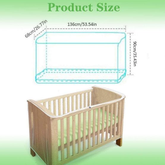 Cot Bed Insect Net, Crib Mosquito Net with Zipper Feature for Quick Easy Access to Your Baby, Universal Size for Most Cot - Image 2