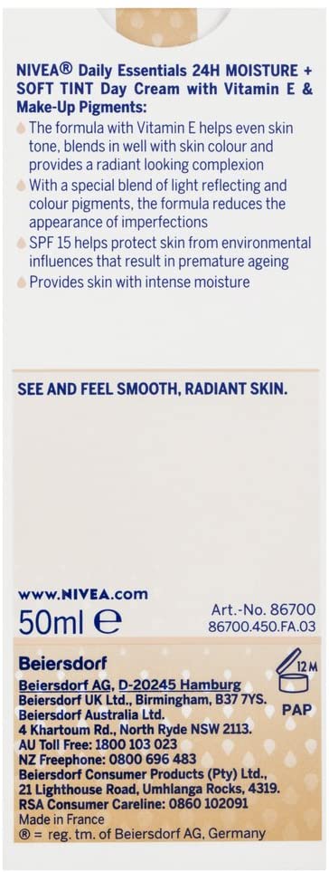 Nivea Daily Essentials Tinted Moisturising Day Cream Natural SPF 15 50 ml, 50 ml (Pack of 1) - Image 3