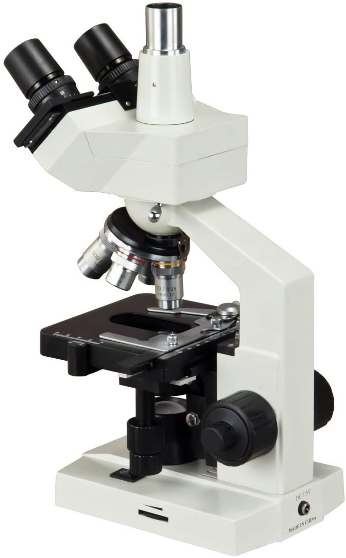 OMAX 40X-2000X Lab Trinocular Biological Compound LED Microscope with Double Layer Mechanical Stage, White - Image 3