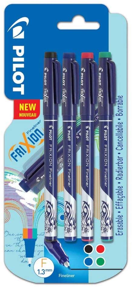 Pilot FriXion Fineliners Pack of 4 Black/Blue/Red/Green 702537007