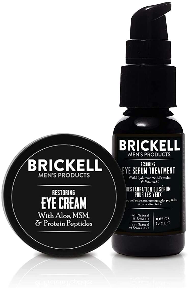 Brickell Men's Restoring Eye Routine for Men Eye Serum and Eye Cream for Men Natural and Organic, Unscented