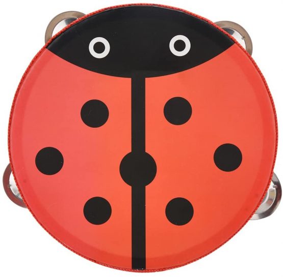 Dilwe Wood Tambourine, 6 inch Wooden Handheld Tambourine Hand Drum Bell Musical Percussion Instrument Toy Gift