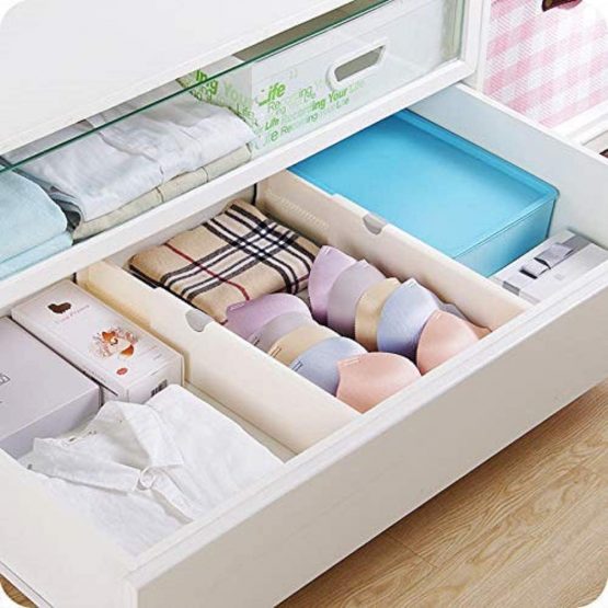 Drawer Dividers 11"-17.3" Adjustable Dresser Drawer Organizers, Drawer Separators for Silverware and Utensils, Tray Organizer for Kitchen, Drawer, Bathroom, Bedroom, Office or Dresser Storage - 4 Pack - Image 2
