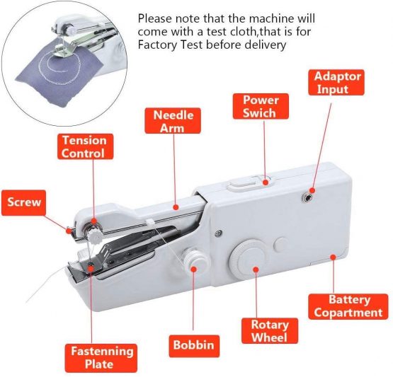 Mini Portable Sewing Machine with 8 Pcs Bobbins,MSDADA Handheld Sewing Machine Electric Stitch Household Tool for Kids Clothing,Fabric, Home Travel Use, Gift for Kids&Adult - Image 3