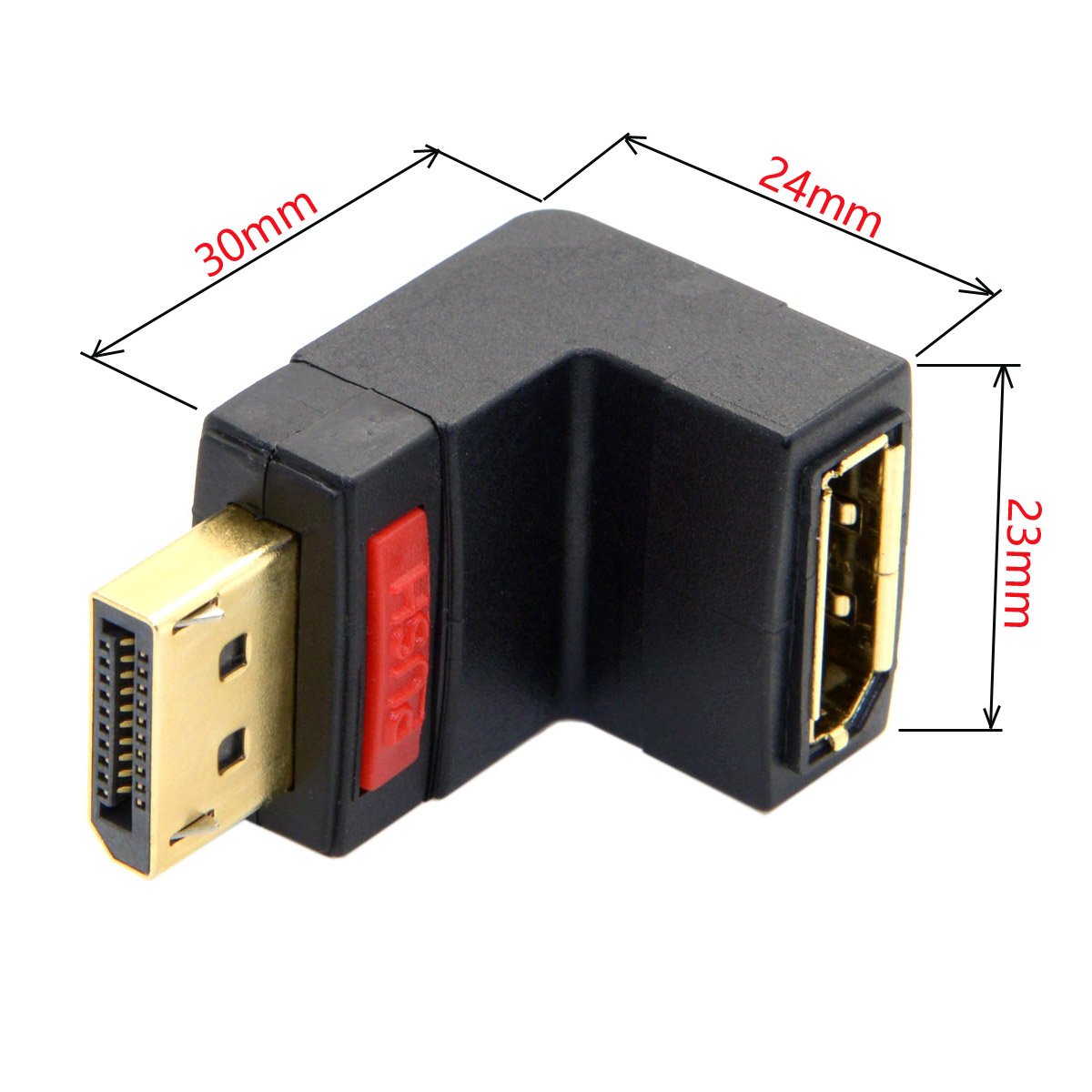CY Up Angled 90 Degree DP DisplayPort Male to Female Extension Adapter, Down-angled - Image 4