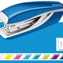 Leitz Mini Stapler, 10 Sheet Capacity, Ergonomic Metal Body, Includes Staples, WOW Range, 55281036 - Metallic Blue