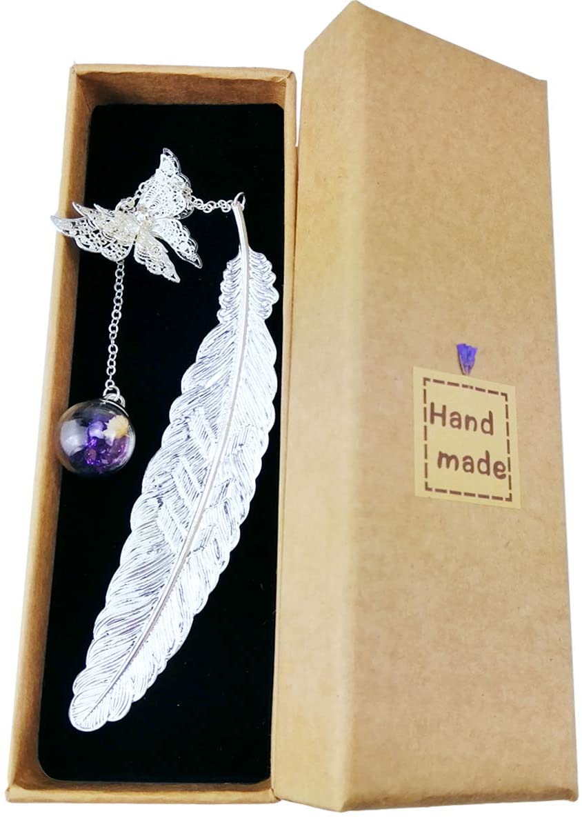 Toirxarn Silver Feather Bookmark with Butterfly Charm, Mother’s Day Gift for Mum & Women, Thoughtful Book Lover Gift - Image 4