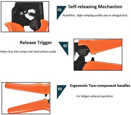 Ferrule Crimping Tool,Dechengbao Crimper Plier Adjustable Crimping Tools Used for 0.25-10mm2 (AWG 23-7) Cable End-Sleeves,Wire Ferrule Crimper - Image 4