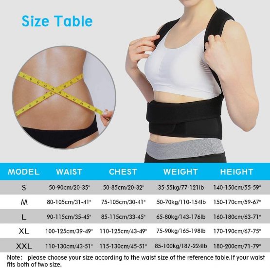 Back Brace Posture Corrector, Shoulder Lumbar Waist Support Belt with Adjustable Wide Straps, for Upper Back Pain Relief, Improve Sitting and Standing Poor Posture, S Size - Image 3