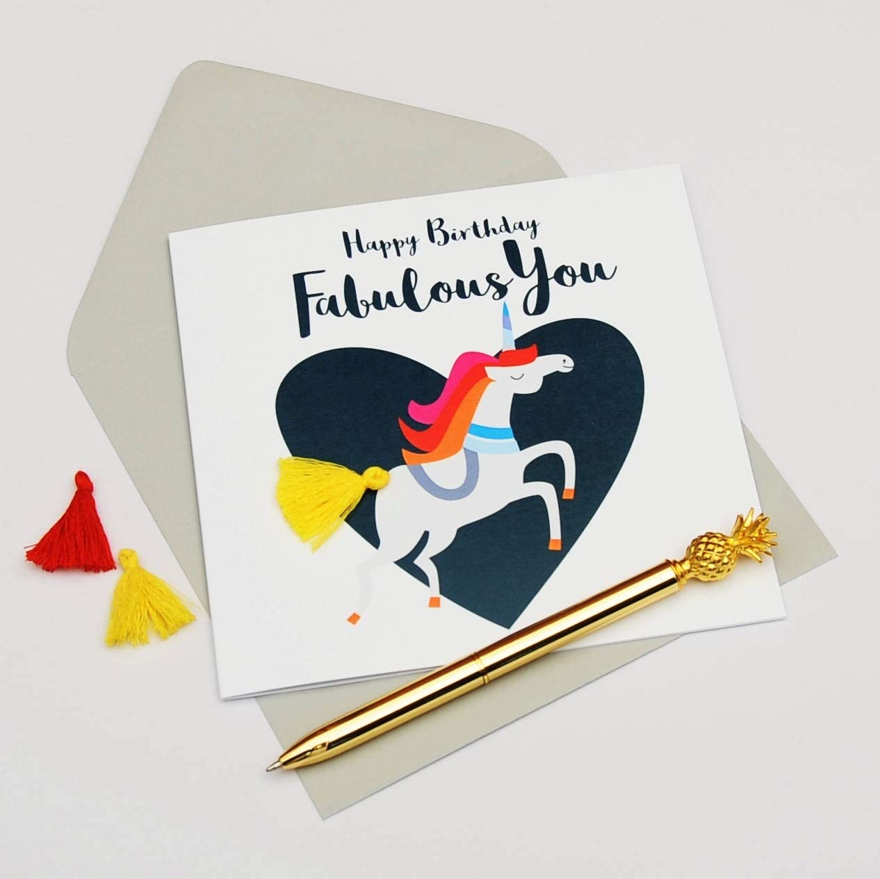 Claire Giles Greeting Cards, Happy Birthday Card, Fabulous You Unicorn Design, Embellished with a Colourful Tassel - Image 3