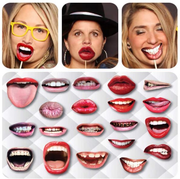 40 Pieces Party Photo Booth Props, Funny Mouth Lips Photo Booth Prop, Funny Mouth DIY Set with ...
