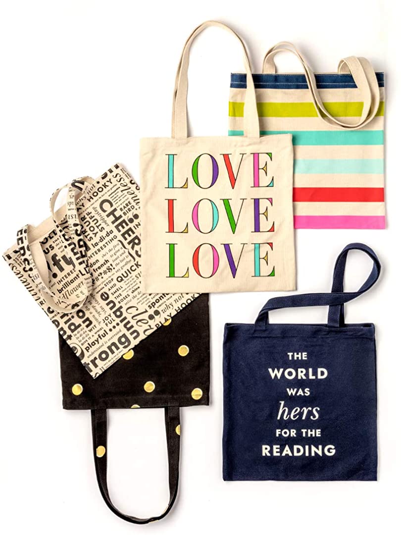 Kate Spade New York Black Canvas Tote Bag with Interior Pocket, Scatter Dot - Image 3
