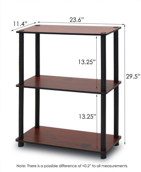 Furinno Turn-N-Tube 3-Tier Compact Multipurpose Shelf Display Rack, Standing Shelf, Dark Cherry - Image 3