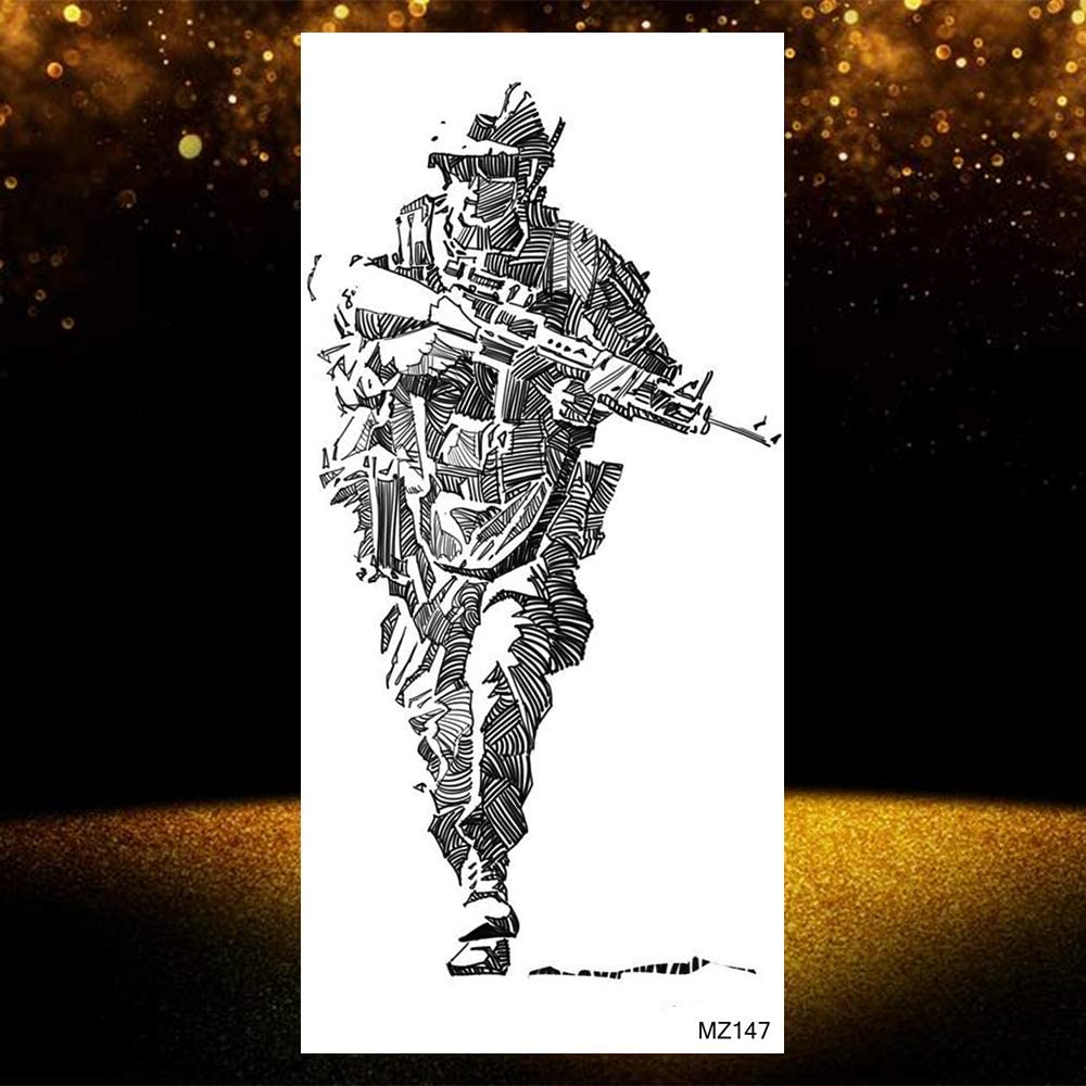 LAROI 10 Sheets Large Realistic Animal Tiger Temporary Tattoos For Men Arm Soldier Fake Tattoos Temporary Adults Women Scorpion Wolf Deer Elk Eagle Bear Dot Sketch Black Tatoo Stickers Girls Kids - Image 4