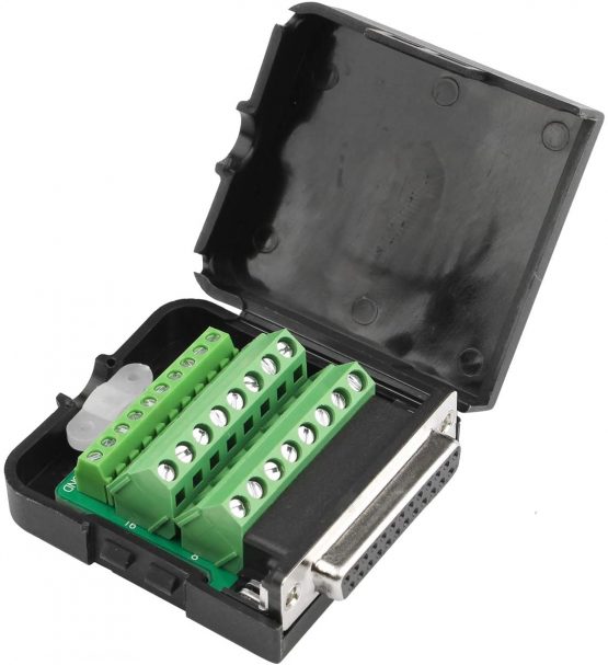 Futheda D-sub DB25 Female Breakout Board Adapter Connector 25-pin 2-row Solderless Port Serial Terminal Block Adapter Signal Module with Long Bolts Nuts with Case