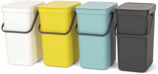 Brabantia Sort & Go Kitchen Recycling Bin (12L / Grey) Stackable Waste Organiser with Handle & Removable Lid, Easy Clean, Fixtures included for Wall/Cupboard Mounting - Image 2