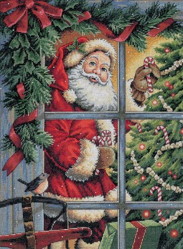 Dimensions 8734 Gold: Counted Cross Stitch: Candy Cane Santa, 12'' x 16''