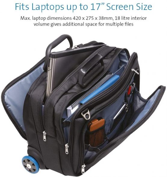 Kensington Contour Laptop Roller Bag - 17 Inch Ergonomic Roller Bag, Laptop Carry On Case with SnugFit Protection System, Black (62348) - Image 3