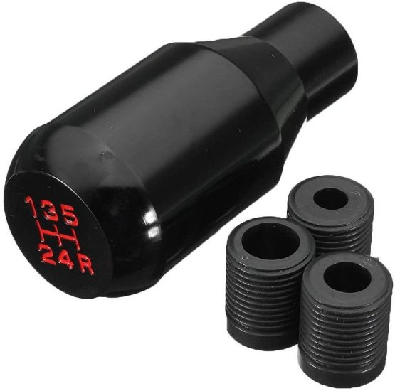 Sailine Shifter Adapter Universal 5 Speed Manual Metal Chrome Gear Shift Knob Lever Stick Pen Handle Head Car Styling Accessories Racing Style (Black) - Image 3