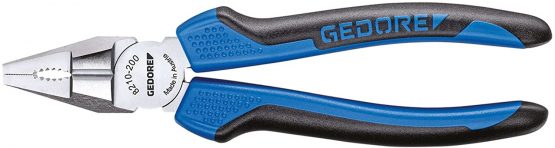 GEDORE Combination pliers for cutting/holding/twisting, Long cutting edges, Dual-material grips, German pattern, Length 200 mm, 8210-200 JC