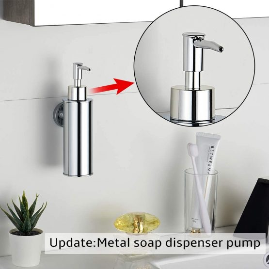 bgl wall mounted 304 stainless steel soap dispenser for decor (Round, Chrome) - Image 4