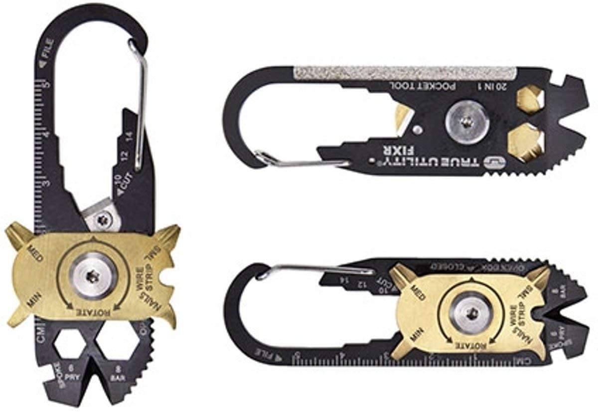 TRUE Fixr Rotary 20 In 1 Pocket Keychain Multi Tool, 20 Pocket EDC Tools, Flight Safe Box Cutter Knife Blade, Wire Stripper - Image 2