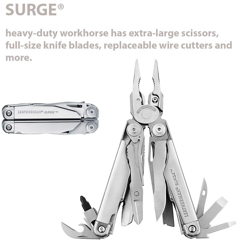 Leatherman Surge Multi-Tool - 21 Heavy-Duty Tools with Blades, Stainless Steel