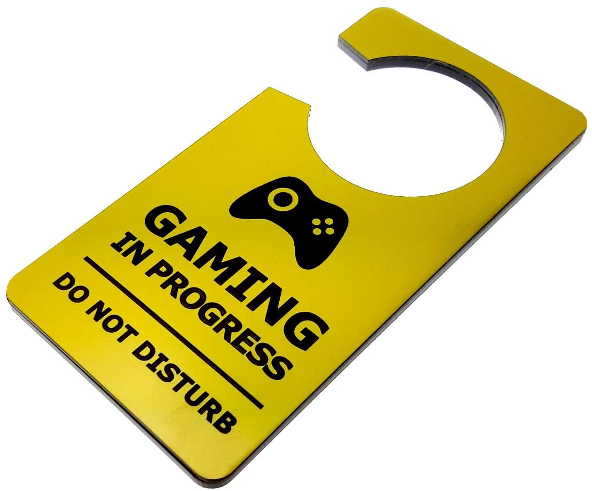 OriginDesigned Gaming in Progress, Do Not Disturb, Room Door Hanger Sign in Yellow Acrylic for Boys Girls, Bedrooms - Image 2