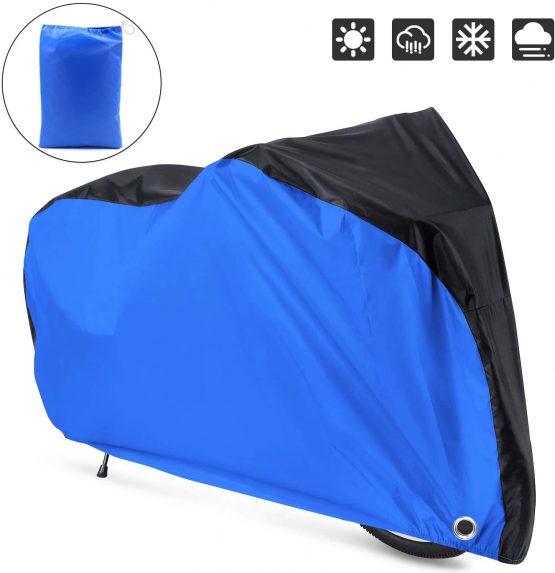 YTBUBOR Waterproof XL Bicycle Cover, Outside Bikes Storage Covers Rain Sun UV Dust Wind Proof Mountain Bicycle Covers Road Electric Bike Cover Hybrid Bike Cover, Black & Silvery