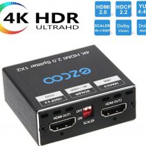 HDMI Splitter 1x2 4K 60Hz 1080P 120Hz 4:4:4 HDR D-o-l-b-y Vision Atmos Scaler 4K 1080P,Firmware Upgrade HDMI 2.0 Splitter 1 in2 out HDCP2.2 PS5 Scaler EDID Switch,USB Power,ESD,Mini Case SP12H2