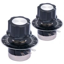 Taiss / 2pcs RV24YN20S Single Turn Carbon Film Rotary Taper Potentiometer Used for Inverter speed regulation. Motor speed control + 2pcs A03 knob + 2pcs dials (B104 100K ohm)