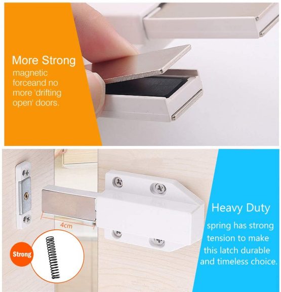 Push to Open Door Catches Jiayi 4 Pack Cabinet Magnetic Push Door Catches Cupboard Push Latch Release Door Magnet Kitchen Drawer Closer Push Opener for RV Door Damper Large Wardrobe Closure - Image 3